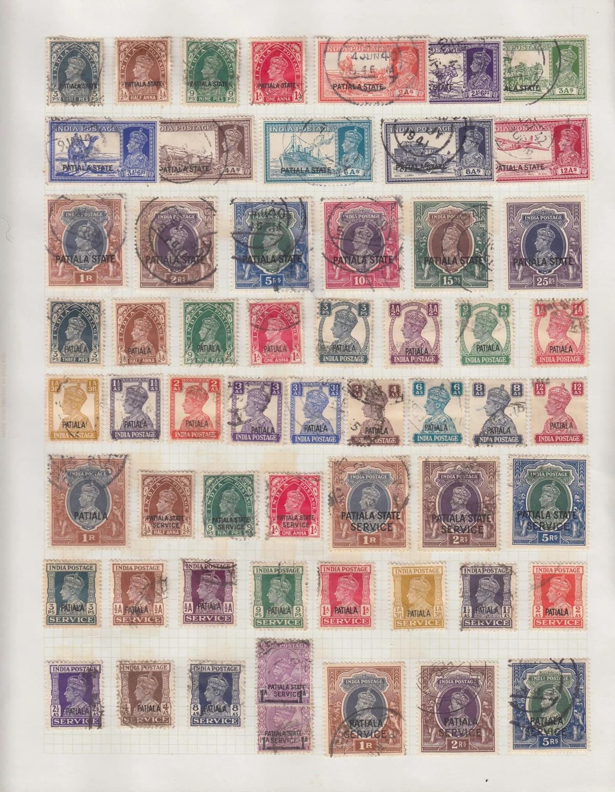 Patiala Album Page Mainly Used KGVI Collection
