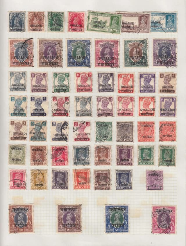 Gwalior Album Page Mainly Used KGVI Collection
